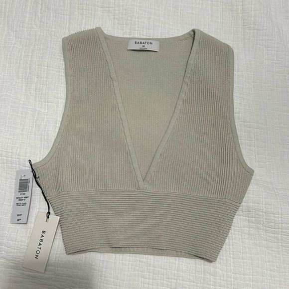 BABATON sculpt knit deep v crop tank - Picture 1 of 1